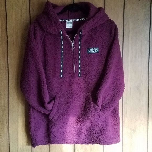 VS Pink Sherpa Quarter Zip Hoodie - Picture 2 of 5